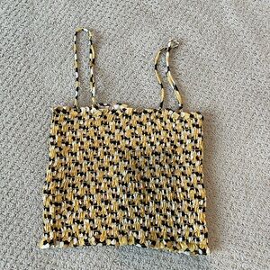 RESA Yellow and Black Smocked Crop Top